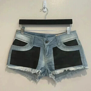 Siwy Camilla Cut-Off Shorts in Temptress w/ Leather Panel Accents